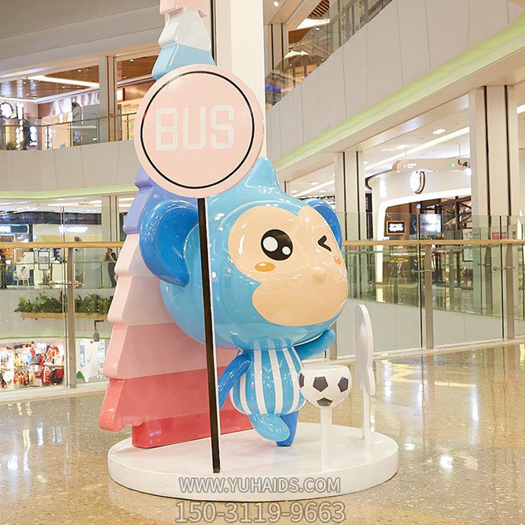 商场店铺网红店玻璃钢卡通彩绘小猴子博鱼网页版