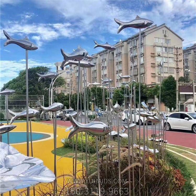 城市广场户外装饰抽象不锈钢鱼群博鱼网页版