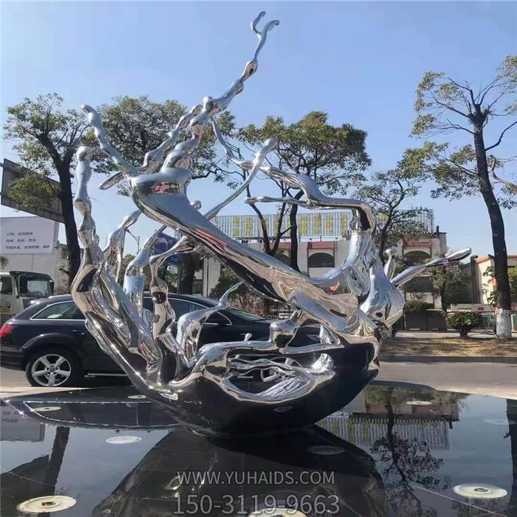 大型景观摆件镜面不锈钢抽象发光镂空博鱼网页版