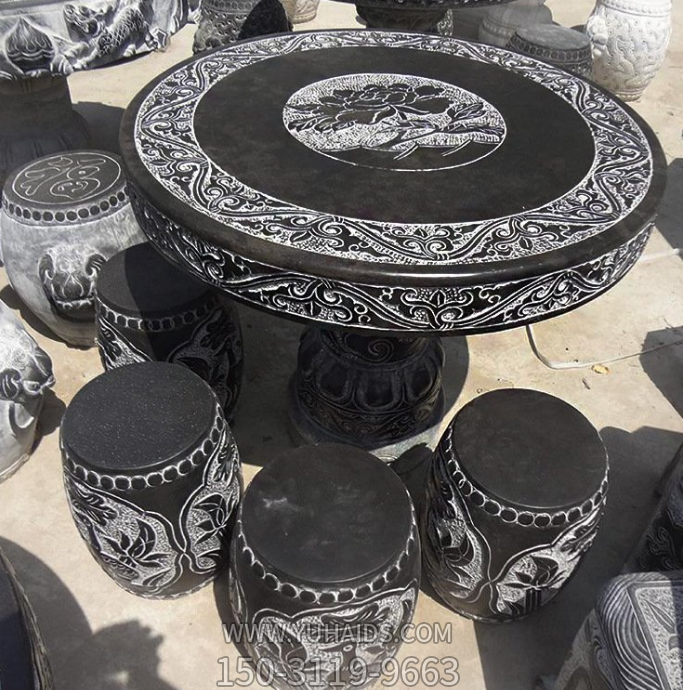 青石雕花桌凳，中式传统石雕圆桌凳博鱼网页版