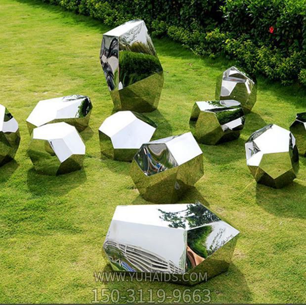 镜面不锈钢水滴公园几何造型鹅卵石博鱼网页版金属异形石头博鱼网页版