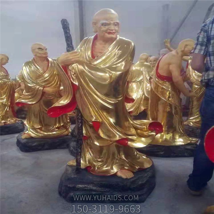 玻璃钢彩绘户外景区寺庙大型景观十八罗汉博鱼网页版