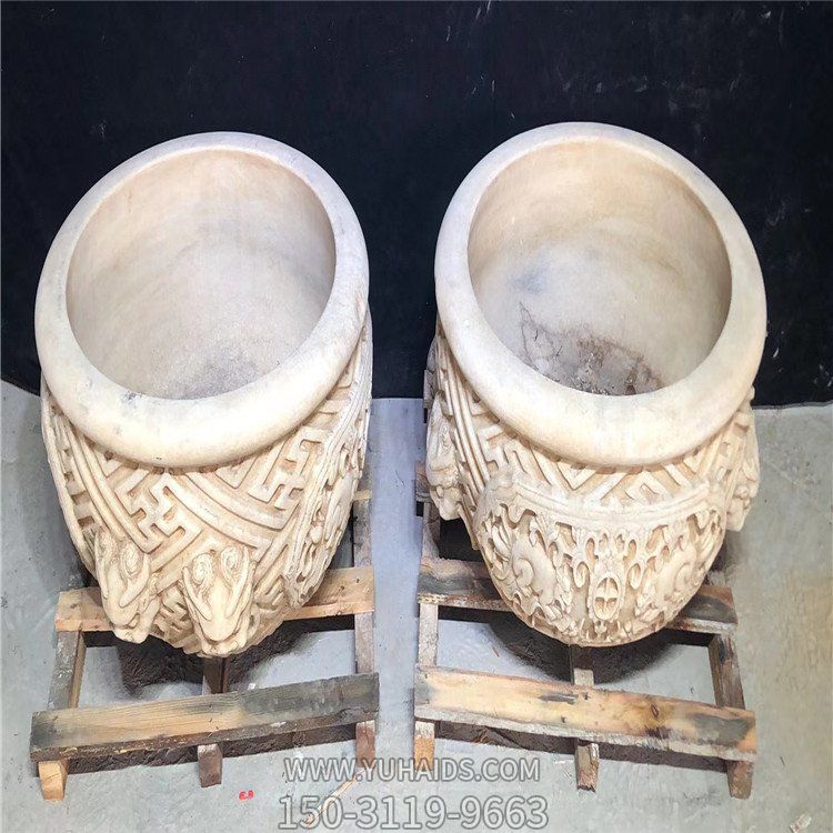 石雕鱼缸 石头汉白玉兽头石缸博鱼网页版