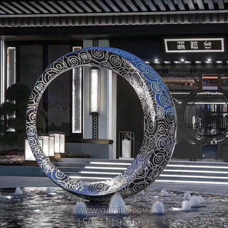 不锈钢镜面圆环博鱼网页版金属抽象月亮博鱼网页版金属圆环博鱼网页版摆件