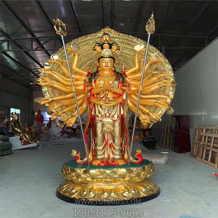 景区玻璃钢彩绘贴金千手观音博鱼网页版