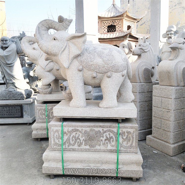 花岗岩石雕大象，卷鼻向上的大象博鱼网页版