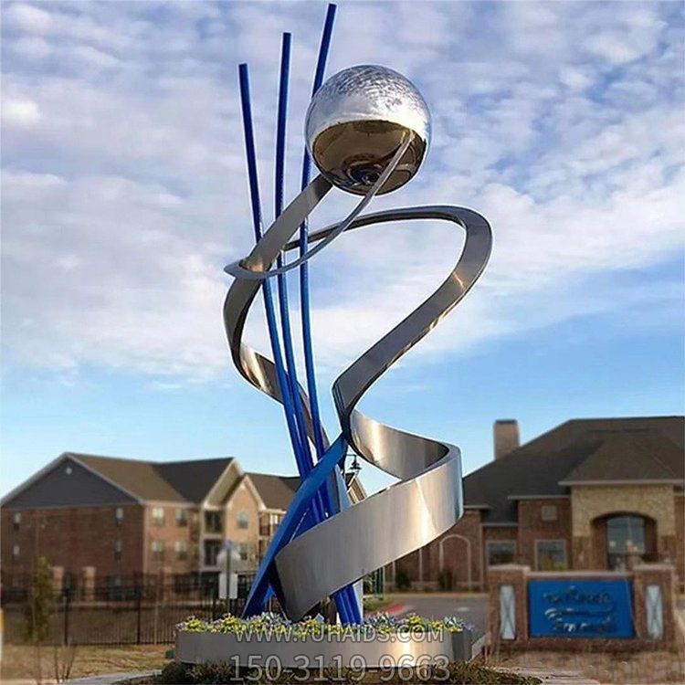 抽象不锈钢镜面飘带摆件公园广场景观落地小品博鱼网页版