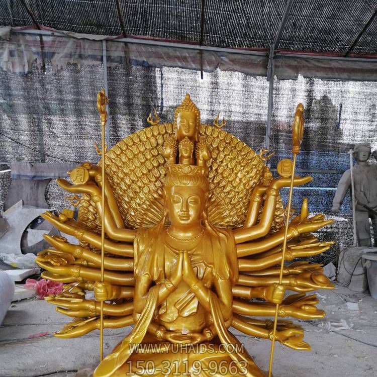 宗教寺庙大型贴金千手观音铜雕博鱼网页版