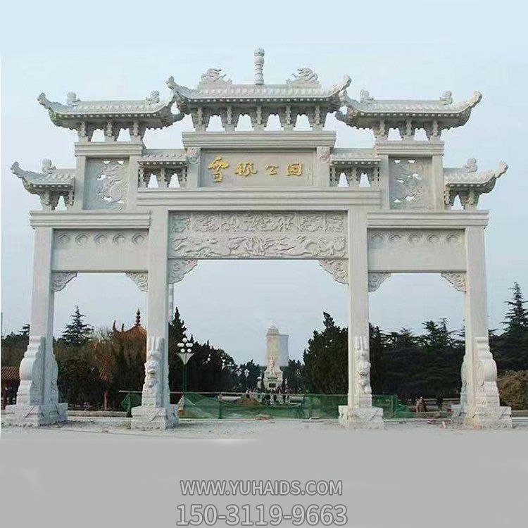户外村口大型大理石石雕牌坊博鱼网页版