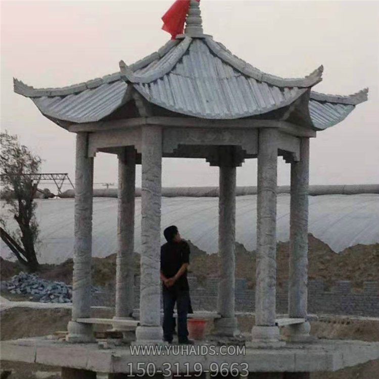 大理石石雕园林景观六角凉亭摆件博鱼网页版