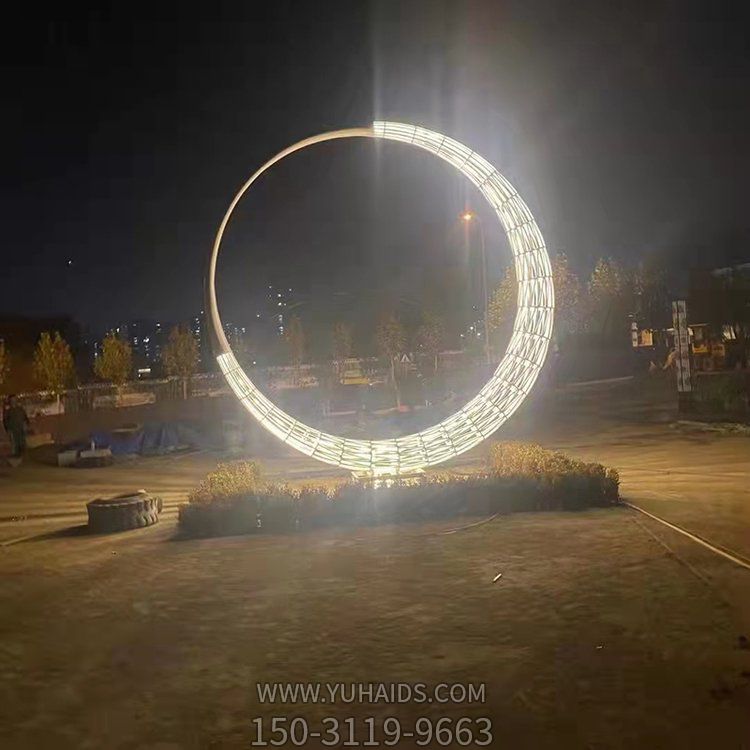  大型不锈钢月亮博鱼网页版 房地产景观园林抽象景观夜晚照明博鱼网页版