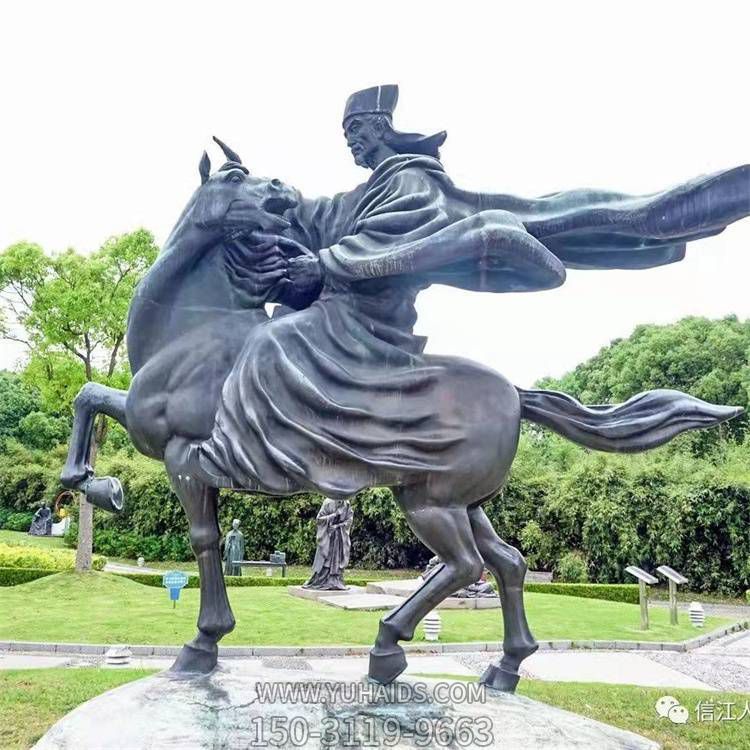 广场创意玻璃钢仿铜古代骑马的人物博鱼网页版