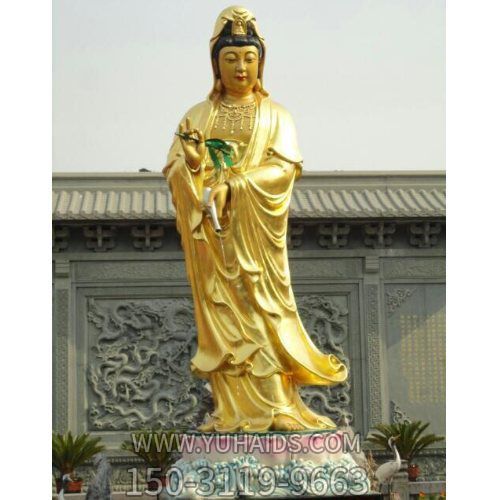 树脂玻璃钢鎏金立式滴水观音佛像寺院供奉摆件博鱼网页版