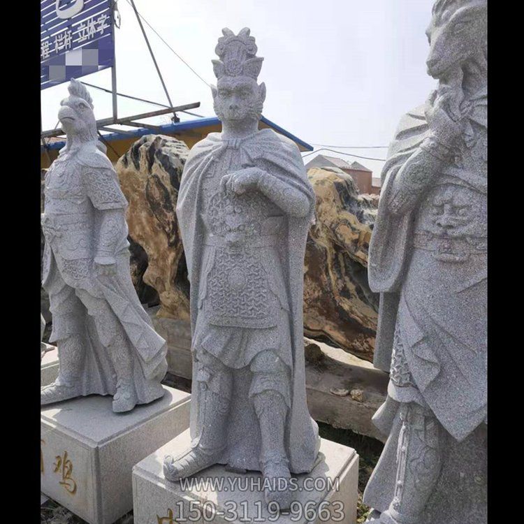 大理石石雕十二生肖人身兽面景观摆件博鱼网页版