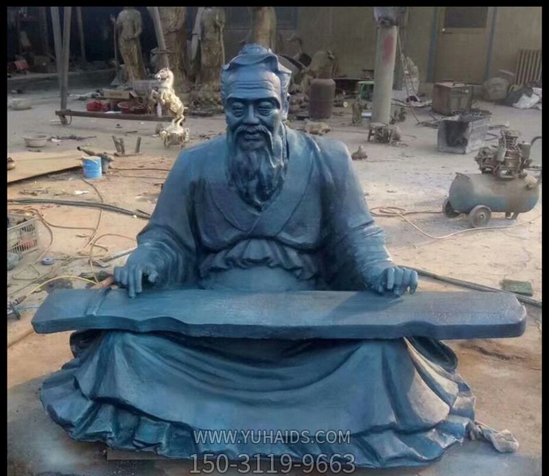 校园孔子弹琴玻璃钢仿青铜博鱼网页版