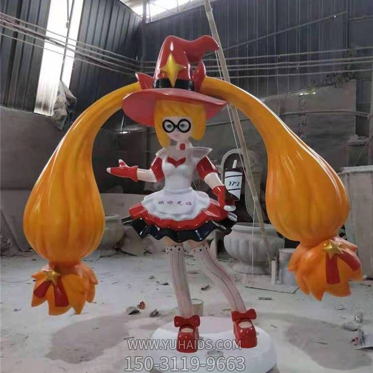 商场摆放玻璃钢彩绘迎宾卡通女孩博鱼网页版