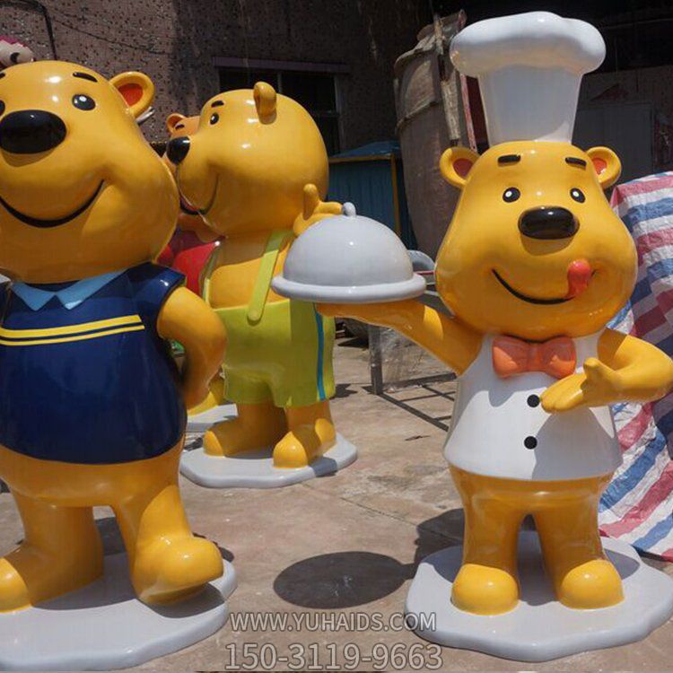 饭店摆放玻璃钢卡通小熊厨师公仔博鱼网页版