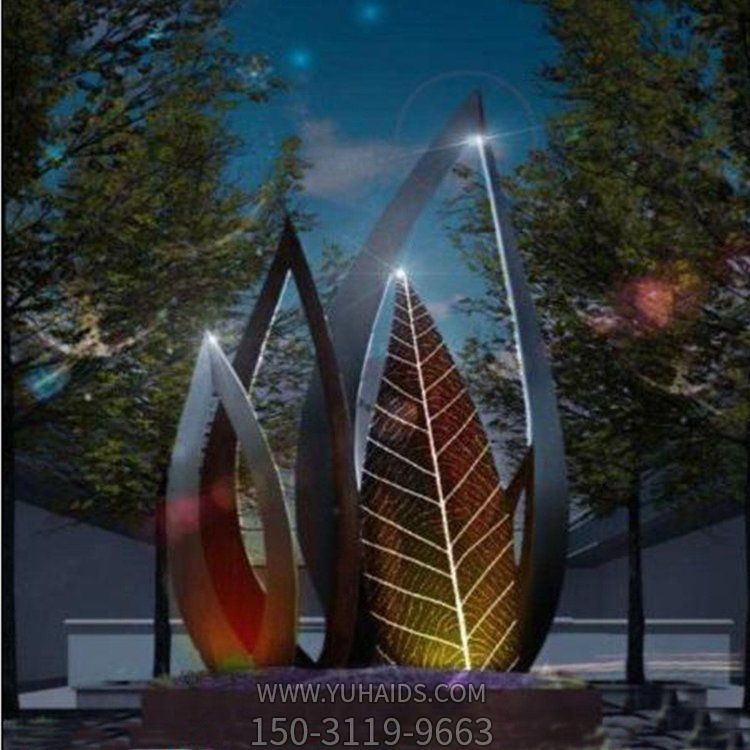 不锈钢镂空树叶花卉博鱼网页版 户外公园广场亮化装饰小品