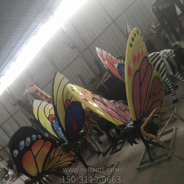 玻璃钢彩绘仿铜昆虫景观蝴蝶博鱼网页版