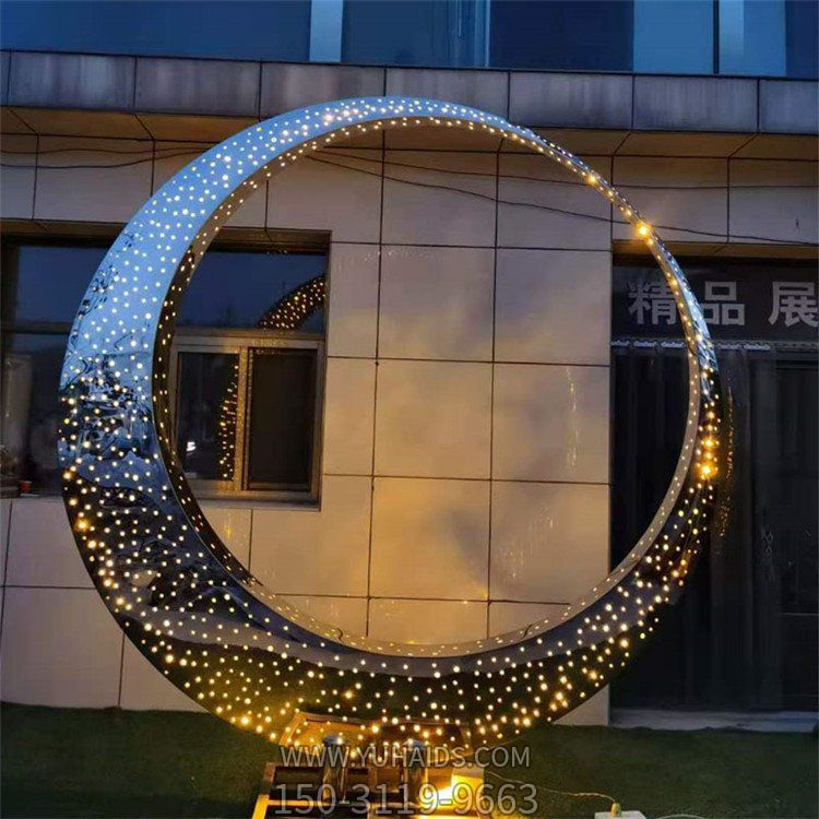 不锈钢镂空户外公园照明景观圆环摆件博鱼网页版