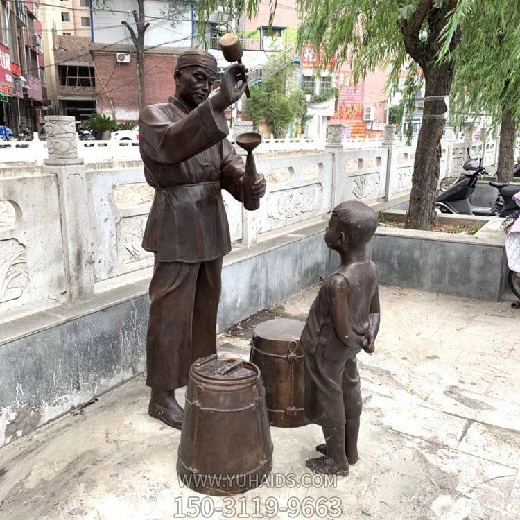 打酱油的儿童人物景观摆件玻璃钢仿铜情景小品博鱼网页版