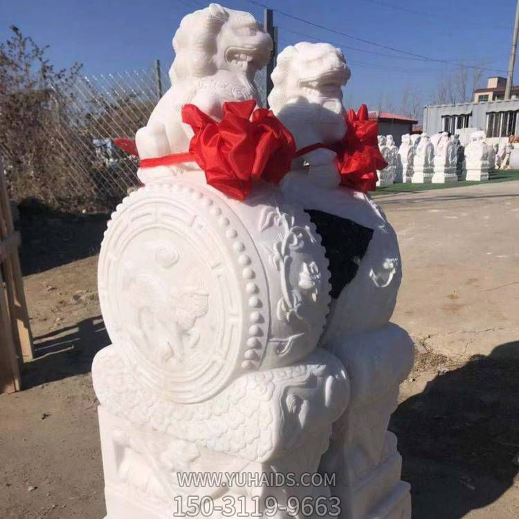 庭院门前摆放汉白玉浮雕小象石墩一对博鱼网页版