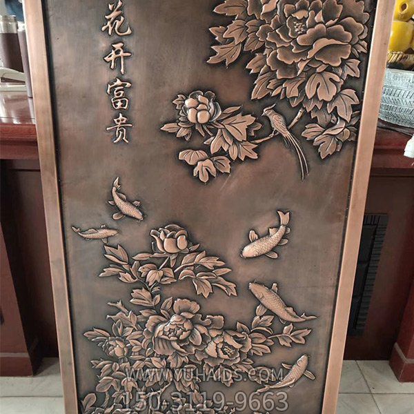 浮雕菊花铜雕室内大型壁画博鱼网页版