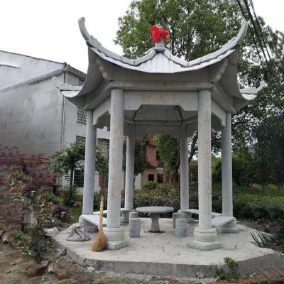小区广场摆放青石雕刻中式凉亭博鱼网页版