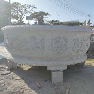 仿古做旧大理石石雕园林大型景观花盆博鱼网页版