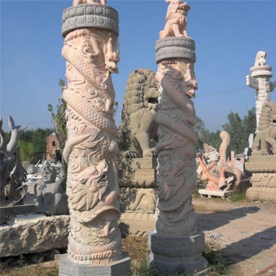 园林墓地广场 大理石雕刻龙纹 文化石柱博鱼网页版