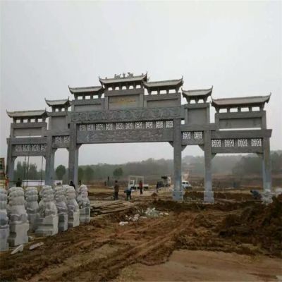 城镇村口大型石雕牌坊博鱼网页版