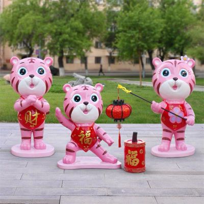 户外园林玻璃钢卡通小老虎博鱼网页版摆件