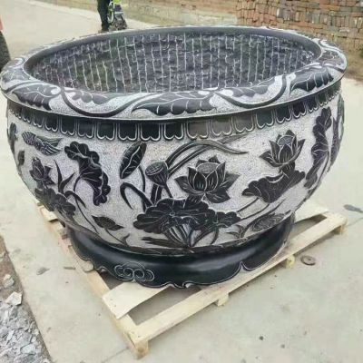 石雕天然石鱼缸石槽仿古新中式花盆荷花缸