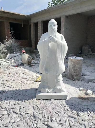 汉白玉孔子,中国古代著名教育家思想家孔子石雕像