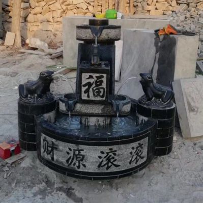 大理石雕刻庭院室外造景财源滚滚流水水钵摆件