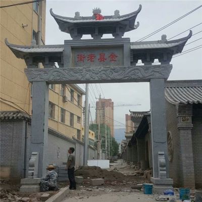 大理石石雕景观村口单门石牌坊博鱼网页版