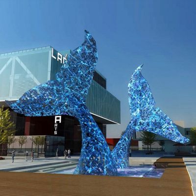 商场室外不锈钢镂空大型鲸鱼尾景观博鱼网页版