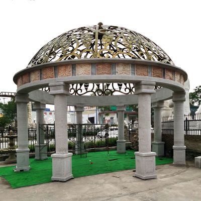 酒店户外欧式八柱铁艺镂空圆形凉亭