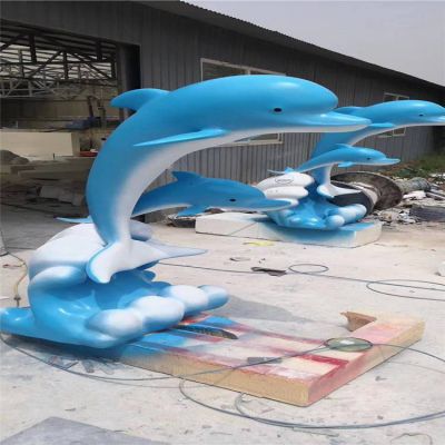海洋馆摆放玻璃钢卡通海豚小品景观博鱼网页版