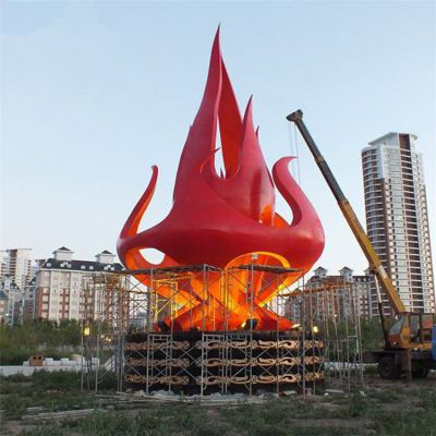 广场大不锈钢喷漆大型火苗景观博鱼网页版