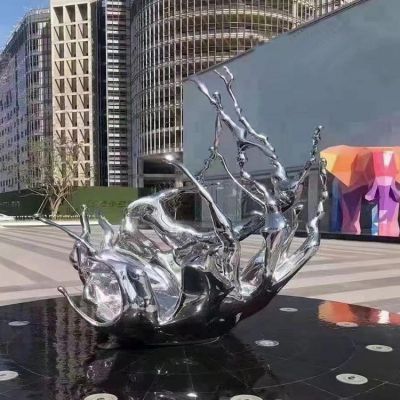户外巨型不锈钢浪花博鱼网页版 艺术房地产园林景观抽象落地摆件