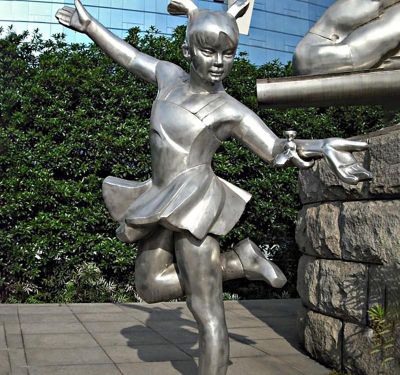 学校抛光不锈钢跳舞儿童人物博鱼网页版