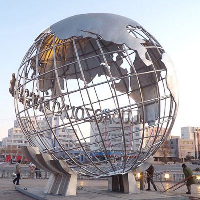 广场大型不锈钢金属网格地球仪