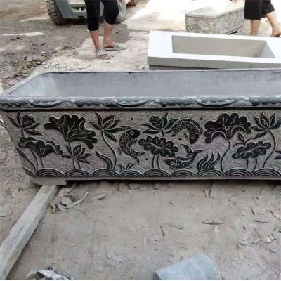 仿古做旧长方形鱼缸摆件