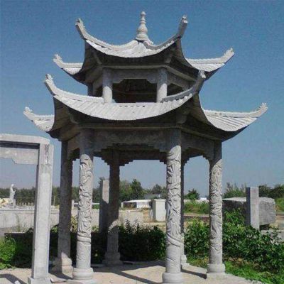 大理石石雕户外园林景观双层凉亭博鱼网页版