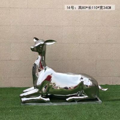 小区草地绿化摆放不锈钢镜面梅花鹿博鱼网页版