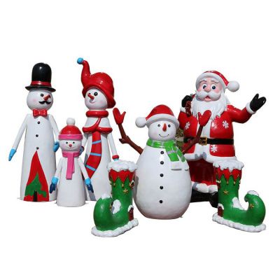 玻璃钢彩绘卡通雪人圣诞老人博鱼网页版商场户外主题小品