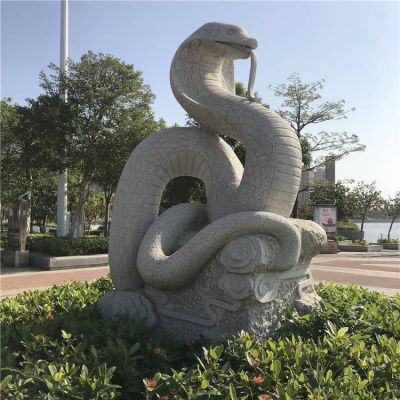 公园广场摆放大理石雕刻十二生肖蛇动物博鱼网页版