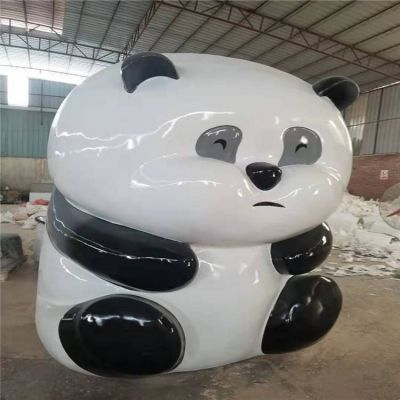玻璃钢卡通彩绘可爱熊猫博鱼网页版户外景观摆件