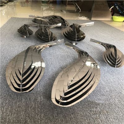 不锈钢抽象创意鱼群组合喷泉小品摆件